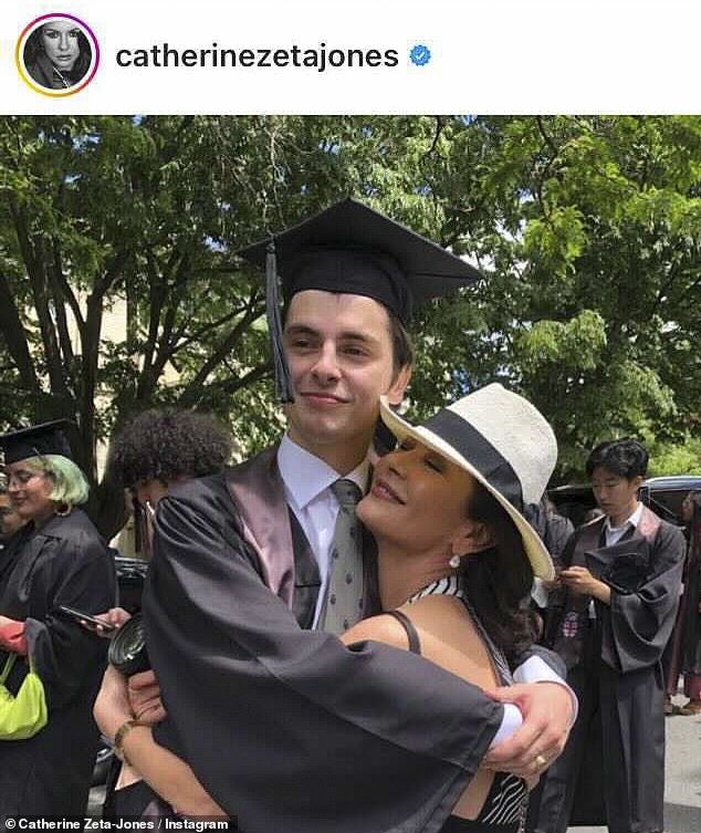 Family: Catherine paid tribute to her son as she watched him graduate from prestigious Brown University in May
