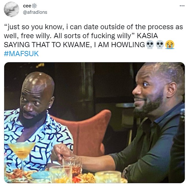 In bits: fiery episode on Thursday led fans to take to Twitter and share both their confusion for Kwame's 'secretiveness' and praise for Kasia's reaction to her husband not being open