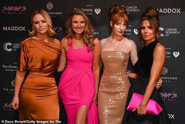 Group: The singing stars turned out in force at The Londoner hotel on Saturday night for the glitzy event to raise money for charity after Sarah died last September of breast cancer at the 39 years old