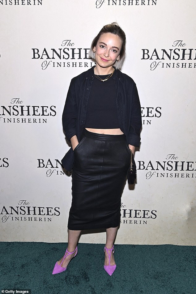 Kate: Actress Kate Easton hits the red carpet in a black and pink look at the screening of The Banshees of Inisherin