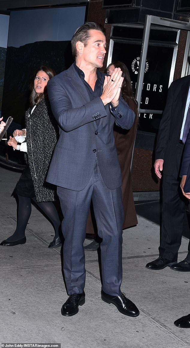 All smiles: Colin Farrell chats with fans after leaving The Banshees of Inisherin screening