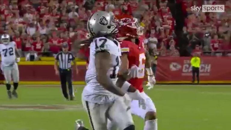 Check out Davante Adams' two long touchdowns for the Las Vegas Raiders against the Kansas City Chiefs on Monday night.
