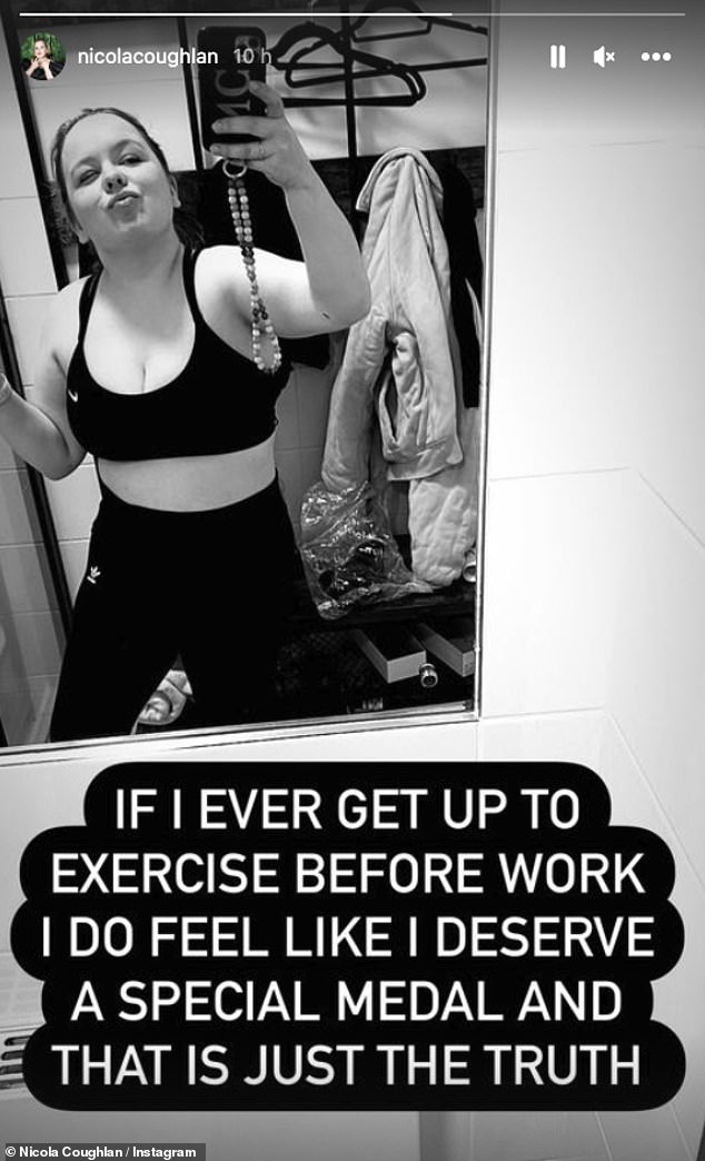 Workout: Nicola Coughlan showcased her body transformation as she took to Instagram after an early morning workout on Monday