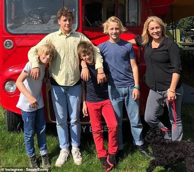 Mum: Sarah Beeny has revealed she still wants more children after having four sons Billy, 18, Charlie, 16, Rafferty, 14 and Laurie, 12, with husband of 19, Graham Swift